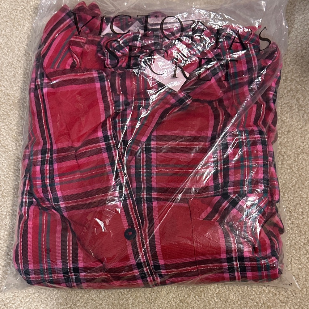 Victoria's Secret Red and Pink Plaid Pajama Set
